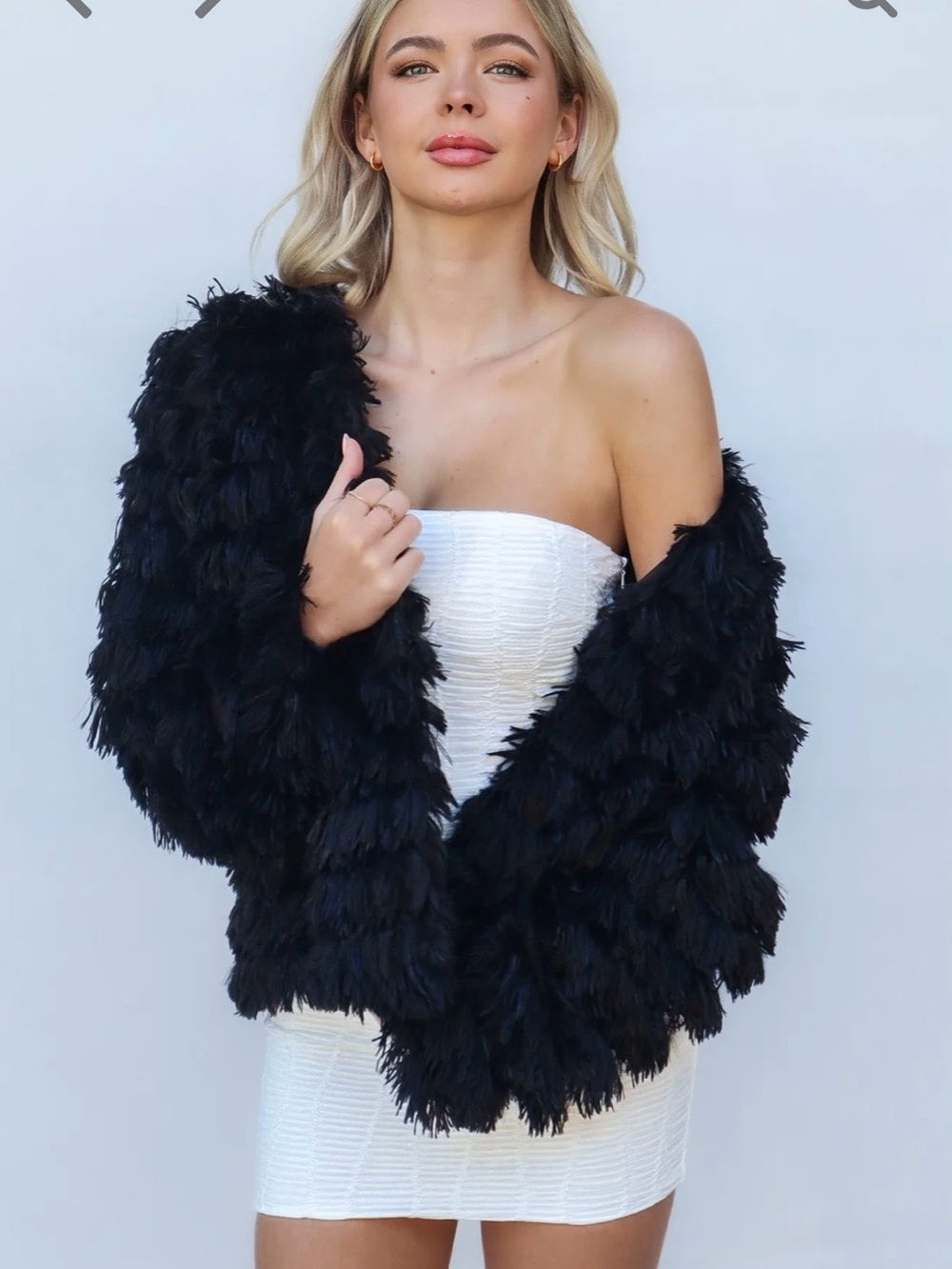 NWT She + Sky Black Shaggy Fringe Jacket – Size M